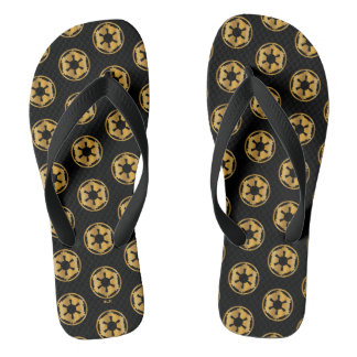 Gold Imperial Symbol Flip Flops
