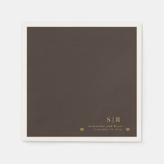 Gold in Deep Brown Minimalist Paper Napkin