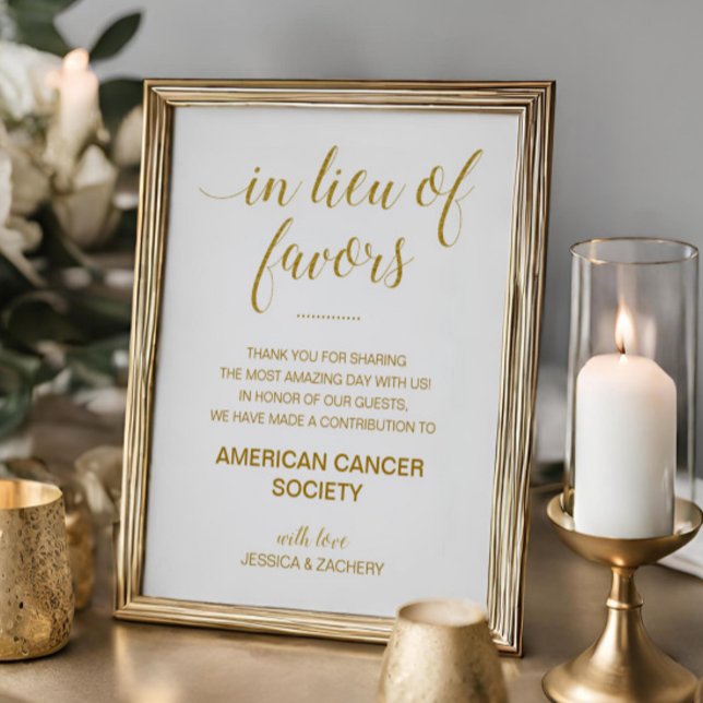 Gold In Lieu Of Favors Charity Donation Wedding Poster (Creator Uploaded)