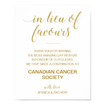 Gold In Lieu Of Favours Charity Donation Wedding Poster