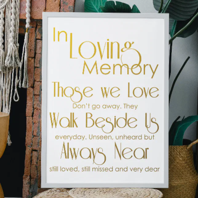 Gold In Loving Memory Wedding Sign | Zazzle