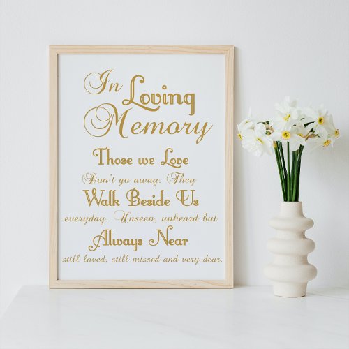 Gold In Loving Memory Wedding Sign