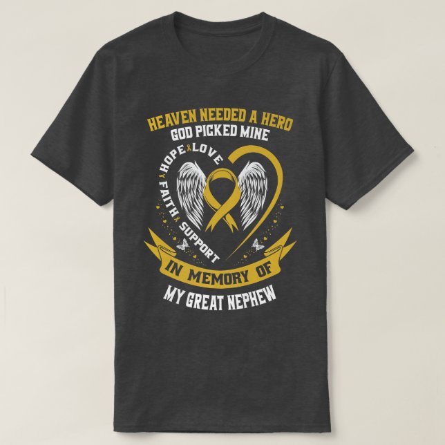 Gold In Memory of my Great Nephew Childhood Cancer T-Shirt (Design Front)