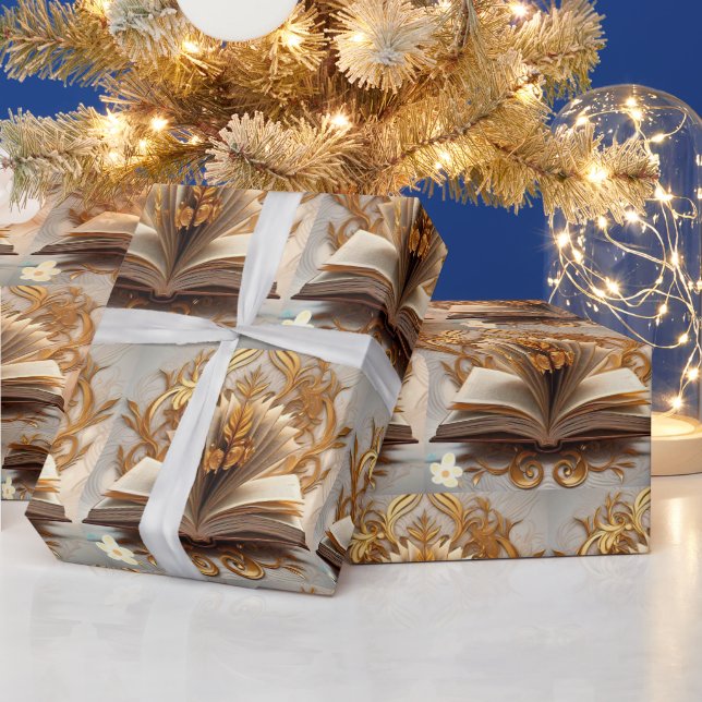 "Gold in Study" Wrapping Paper (Holidays)