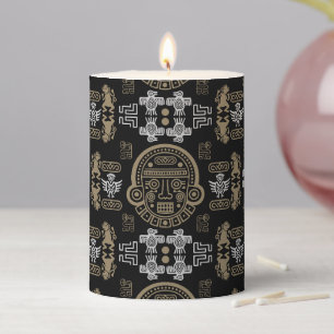 Gold inca Aztec Home Decor Pillar Candle
