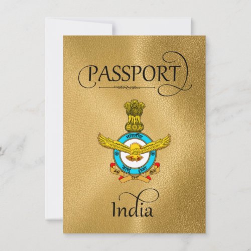 Gold India Passport Save the Date Card