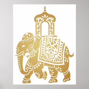 Gold Indian Elephant Poster