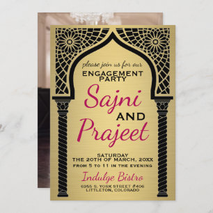 Gold Indian Engagement Party Invitation