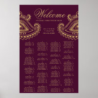 Gold Indian Paisley Alphabetical Seating Chart