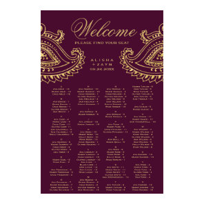 Gold Indian Paisley Alphabetical Seating Chart