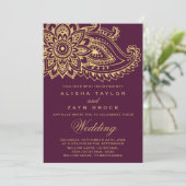 Gold Indian Paisley Wedding Invitation (Standing Front)