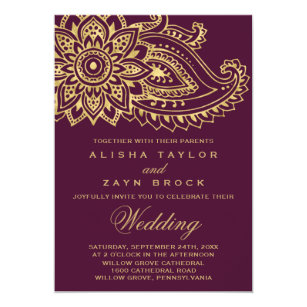 Gold Indian Paisley Wedding Invitation Gold Indian Paisley Wedding Invitation
