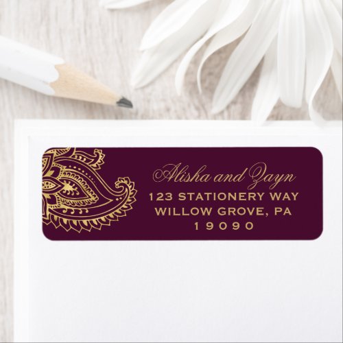 Gold Indian Paisley Wedding Label