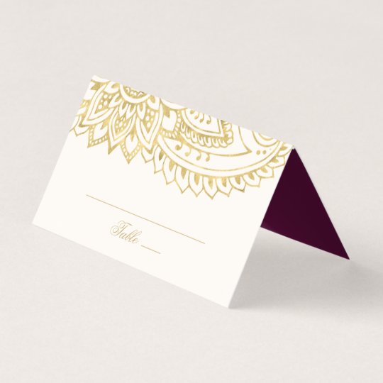 Gold Indian Paisley Wedding Place Card Zazzle Com