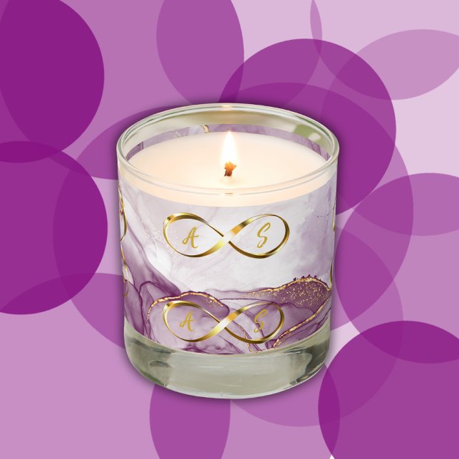 Gold Infinity Initial Monogram on purple and gold  Scented Candle (Creator Uploaded)