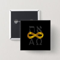 Gold Infinity symbol. Aleph Tav Alpha and Omega Button