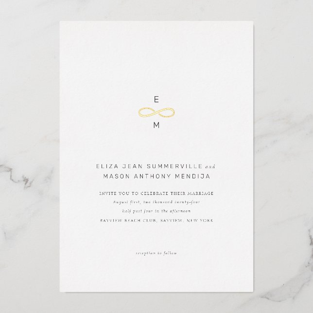 Gold Infinity Symbol Minimally Chic Foil Invitatio Foil Invitation (Front)