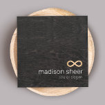 Gold Infinity Symbol Wood Square Business Card<br><div class="desc">Elegant energy symbol logo - perfect for energy healers,  reiki masters,  teachers,  designers,  life coaches,  spiritual healers,  and more. For additional matching marketing materials please contact me at maurareed.designs@gmail.com. For more premade logos visit logoevolution.co. Original design by Maura Reed.</div>
