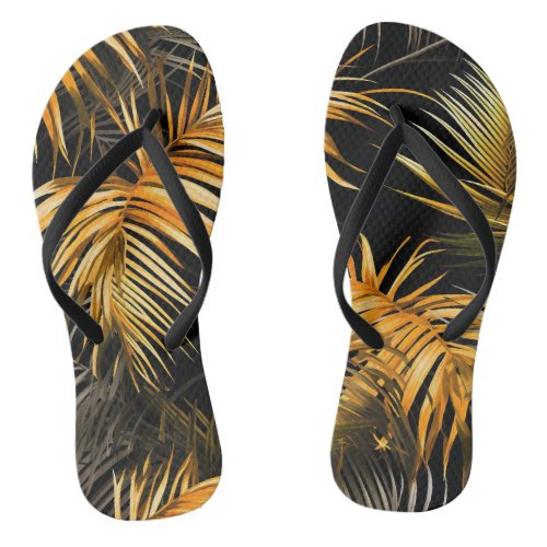 Gold_Infused Palm Leaves  Flip Flops