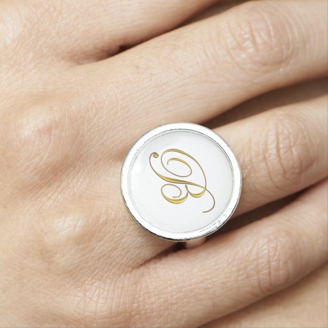 Gold Initial B Monogram Rings (In Situ)