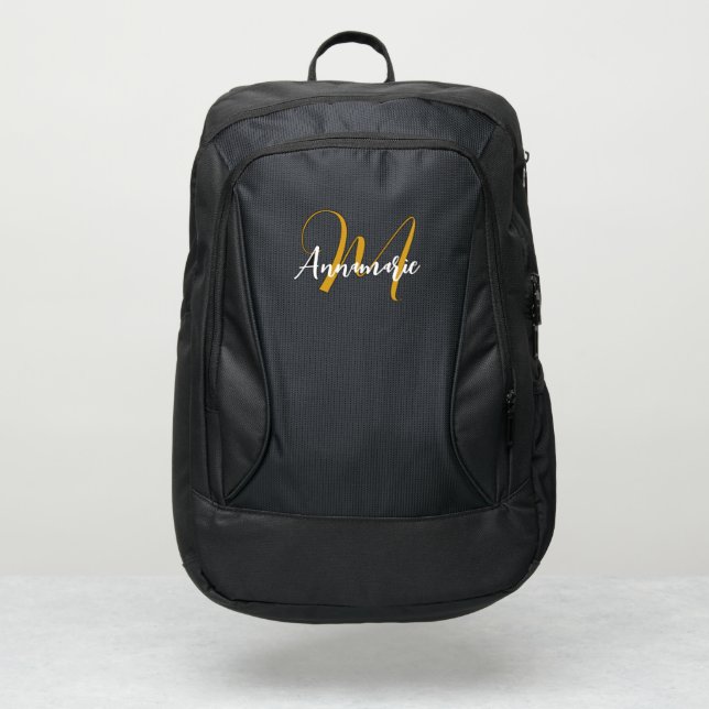 Gold Initial & Elegant Name Port Authority® Backp Backpack (Front)