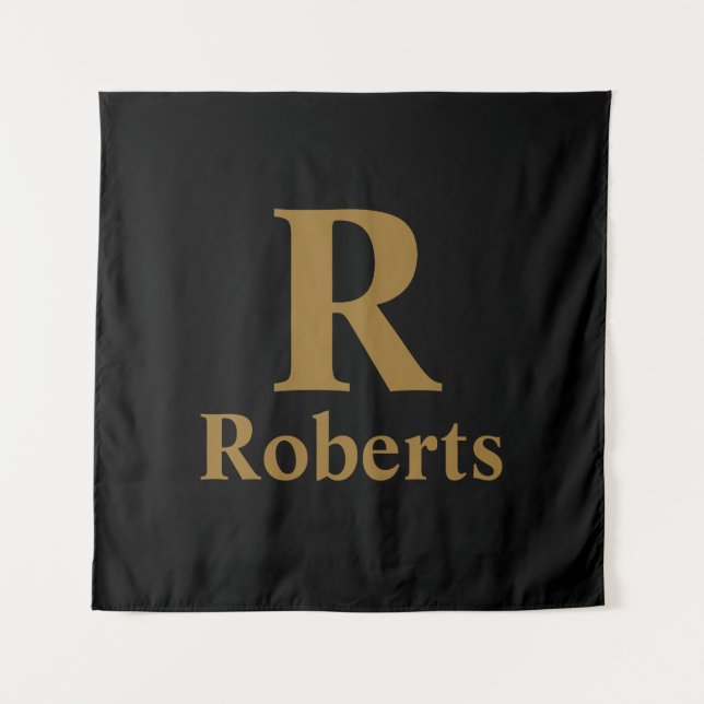 Gold Initial/First/Family Name On Black Tapestry (Front)