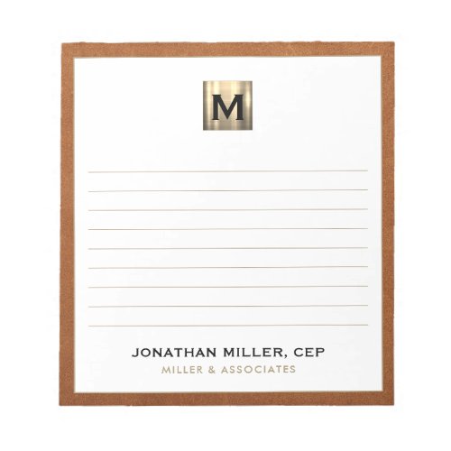 Gold Initial Logo Lined Notepad