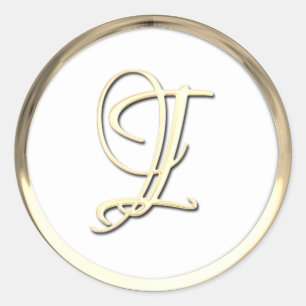 Gold Initial Monogram I Script Any Color Classic Round Sticker