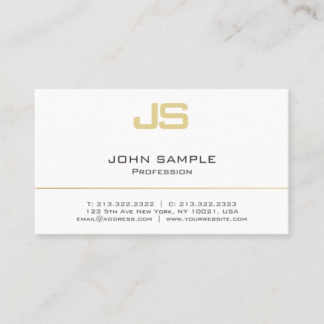 Gold Initial Monogram Modern Minimalist Template Business Card (Front)