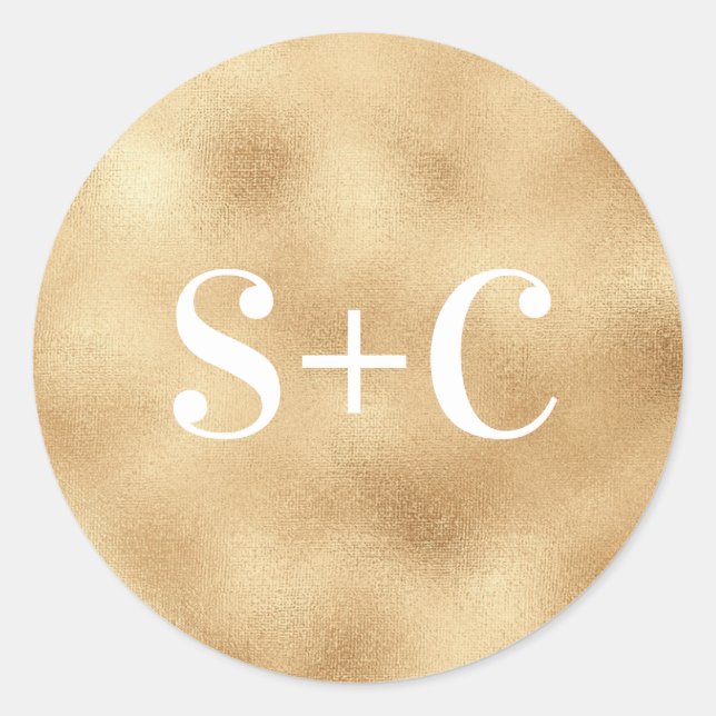 Gold Initial personalized wedding stickers (Front)