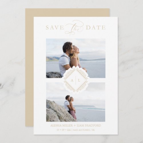 Gold Initials Chic Ornament Sophisticated Wedding Save The Date