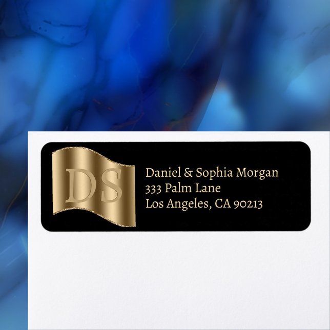 Gold Initials, Couple's Names, Address  Label (Creator Uploaded)