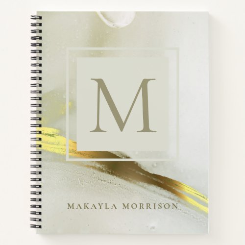 Gold Ink Monogram Abstract Home Office School  Notebook