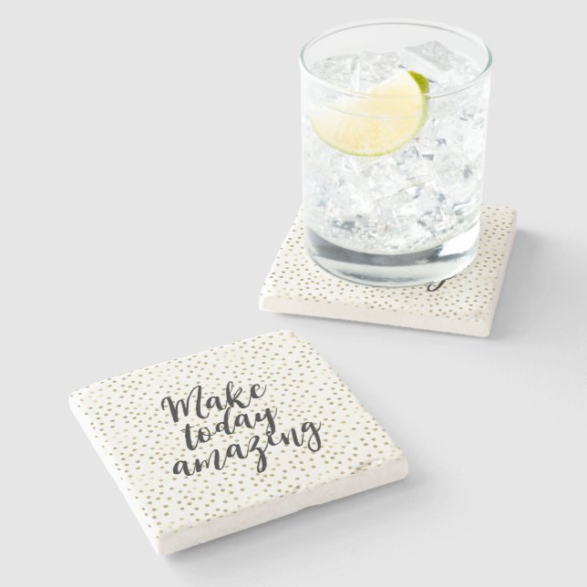 Gold Inspirational Amazing Stone Coaster (Side)