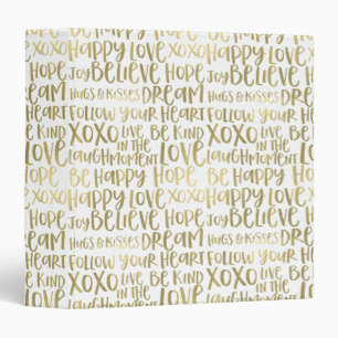 Gold Inspirational Words 3 Ring Binder