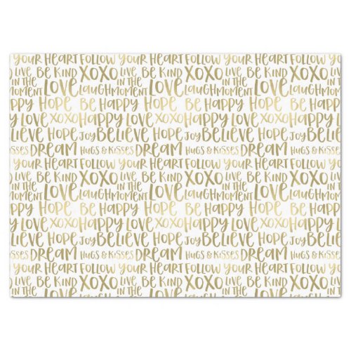 Gold Inspirational Words Tissue Paper