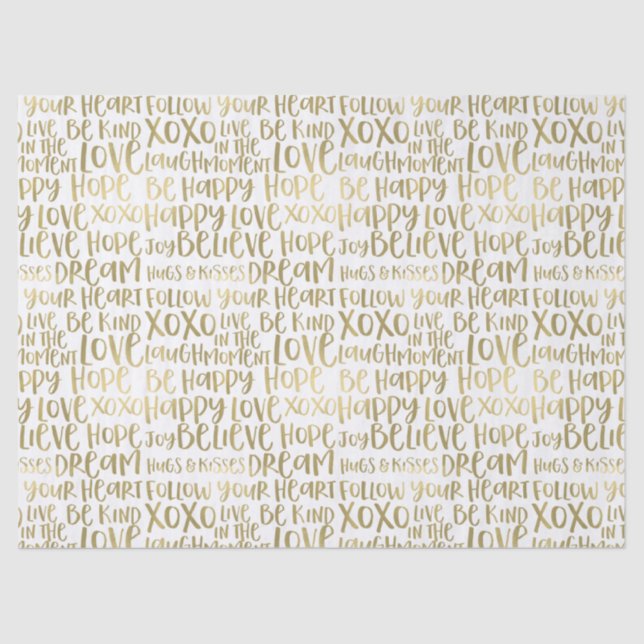 Gold Inspirational Words Tissue Paper (Front)