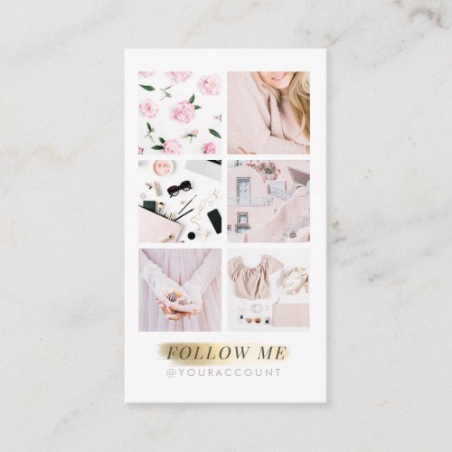 Gold Instagram Feed Photo Collage Follow Me Business Card