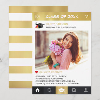 Gold Instagram Frame Photo Graduation Announcement
