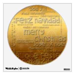 Gold International Christmas Greeting Wall decal 2