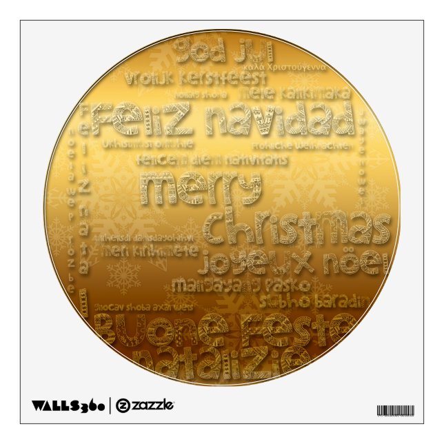 Gold International Christmas Greeting Wall decal 2 (Front)