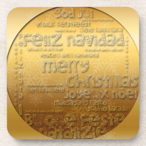 Gold International Christmas navidad Coaster