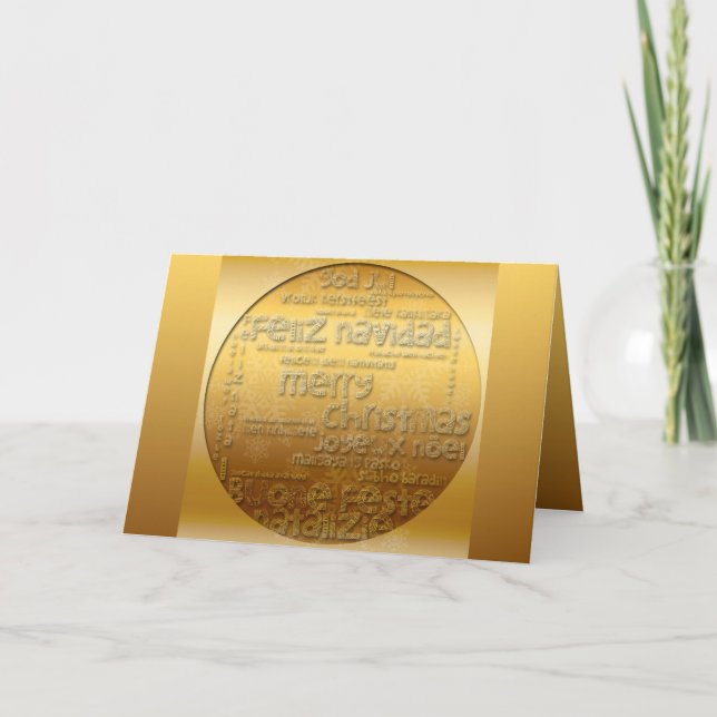 Gold International Christmas Navidad Greeting Card (Front)