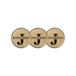 Gold Intersecting Initial Letter Name Typography Golf Ball Marker