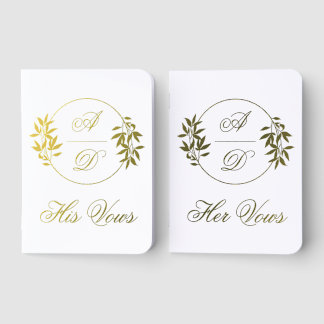 Gold intitals and branch wedding vow Foil Set Books
