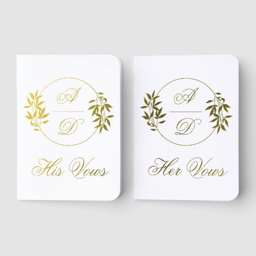 Gold intitals and branch wedding vow Foil Set Books