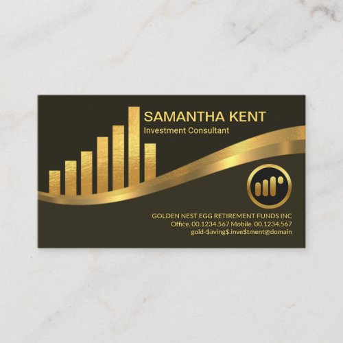 Gold Investment Uptrend Share Graph Wave Financial Business Card
