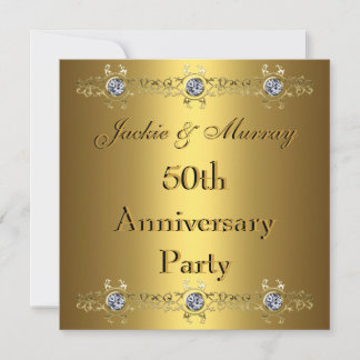 Gold Invitations 50th Anniversary Party
