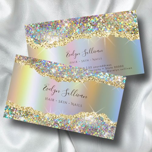 Gold iridescent foil glitter business card