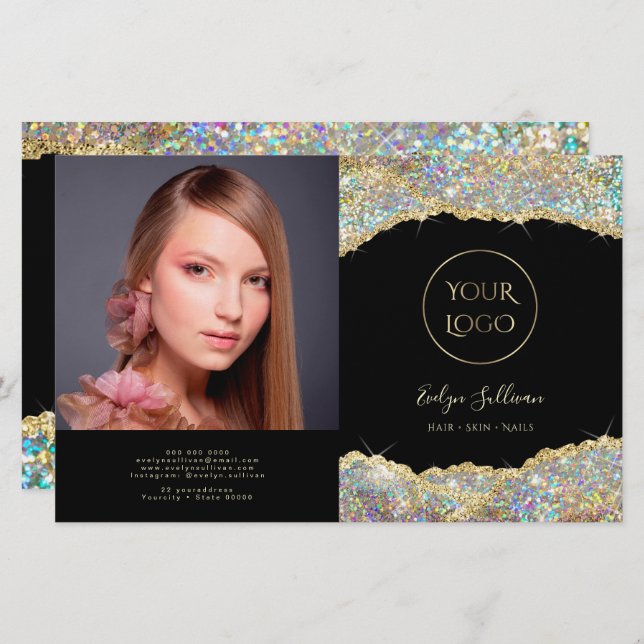 Gold iridescent glitter bifold brochure (Front/Back)